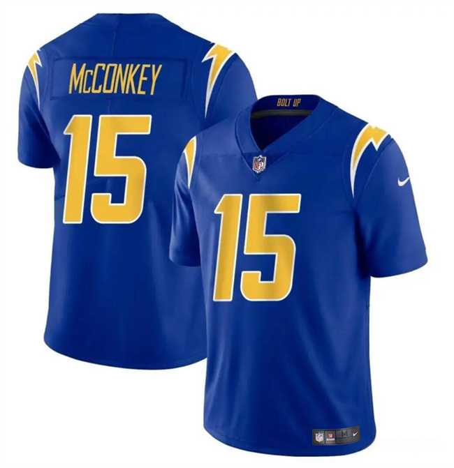Men & Women & Youth Los Angeles Chargers #15 Ladd McConkey Royal 2024 Draft Vapor Limited Stitched Jersey->los angeles chargers->NFL Jersey